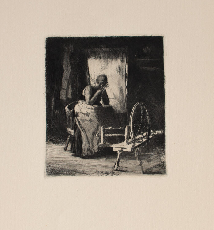 Ferdinand Schmutzer - Volendamer Frau (Holland) - 1900 - Radierung auf Bütten mit Seidenhemdchen