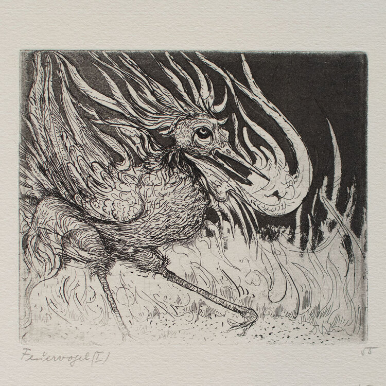 Johannes Höpfner - Feuervogel I - 1955 - Radierung