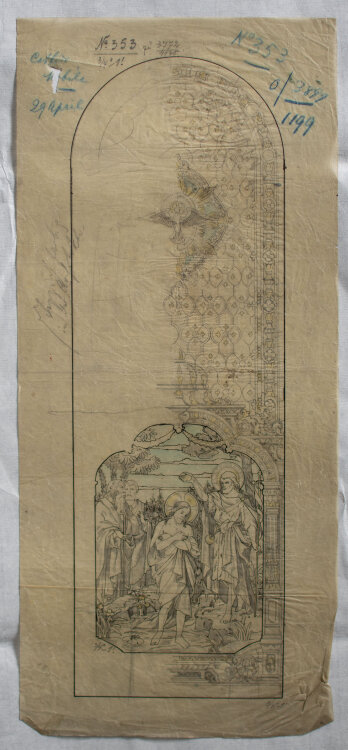 Johann Schmid - Entwurf für ein Kirchenfenster - o.J. - Bleistift und Tusche auf Transparentpapier