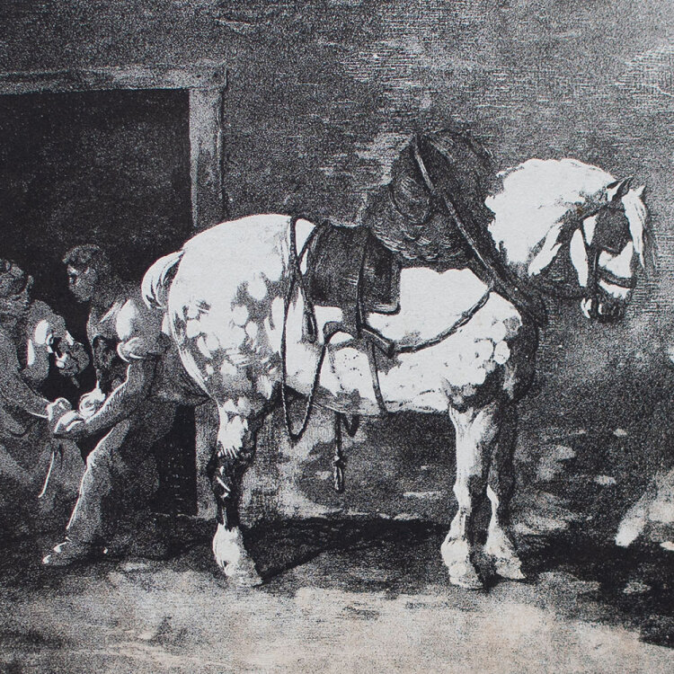 Théodore Géricault - Pferd, dass beschlagen wird - o.J. - Lithografie