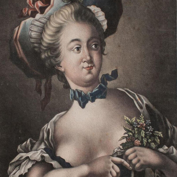 Johann Jakob Haid - Frauenporträt mit Hut - o.J. - Kupferstich