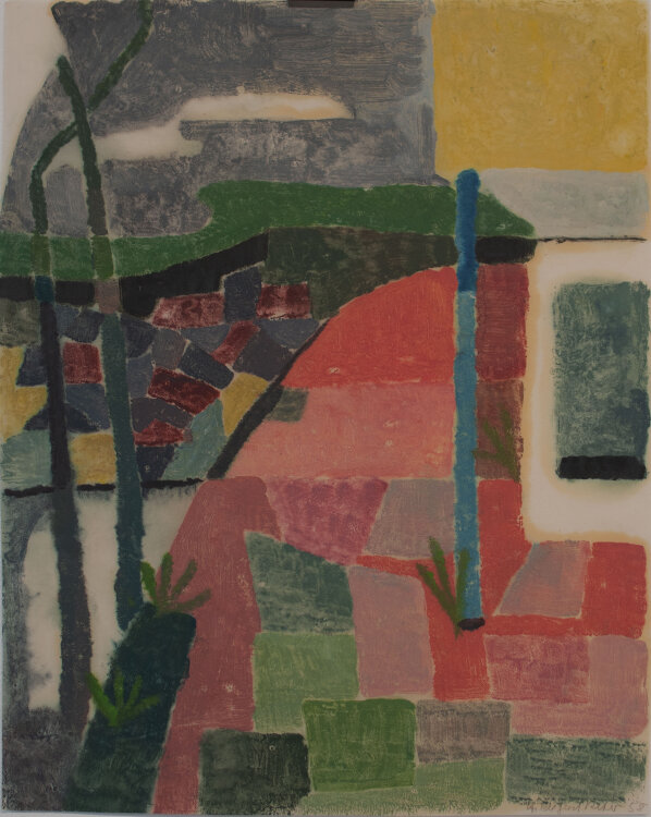 Hildegard Peters - Landschaft mit Feldern - 1958 - Monotypie auf feinem Büttenpapier