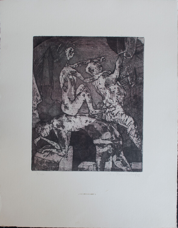 Ulrich Panndorf - Aus der Hand lesen - 1987 - Farbradierung auf Büttenpapier