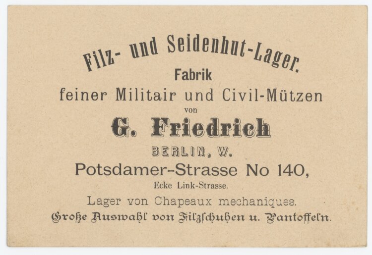 G. Friedrich Filz und Seidenhutlager - Rechnung - 6.8.1894