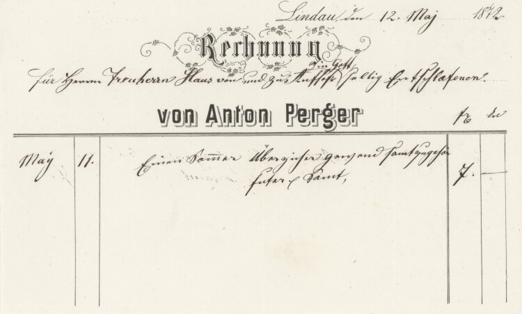 Anton Perger - Rechnung - 1872