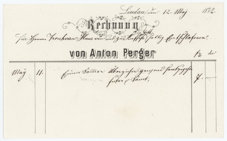 Anton Perger - Rechnung - 1872