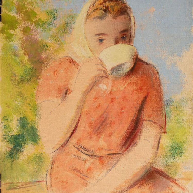 Bohumil Ullrych - Frauenporträt trinkend - 1942 -...