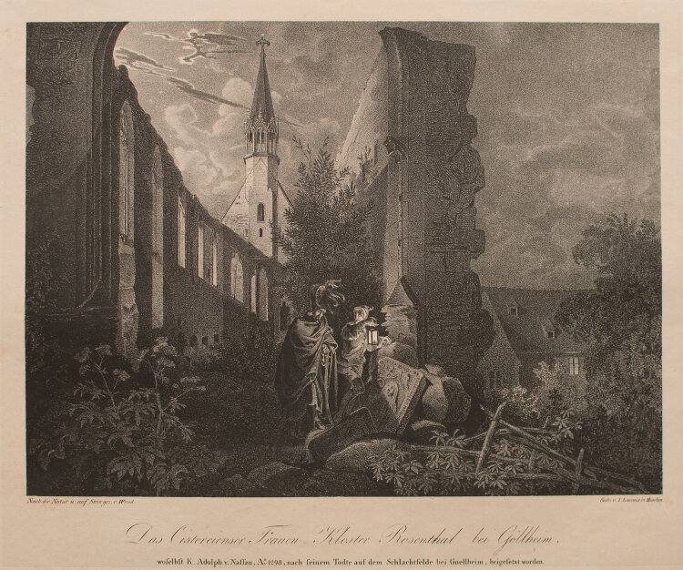Heinrich Jakob Fried - Das Cistercienser Frauen-Kloster Rosenthal bei Göllheim - o.J. - Lithografie