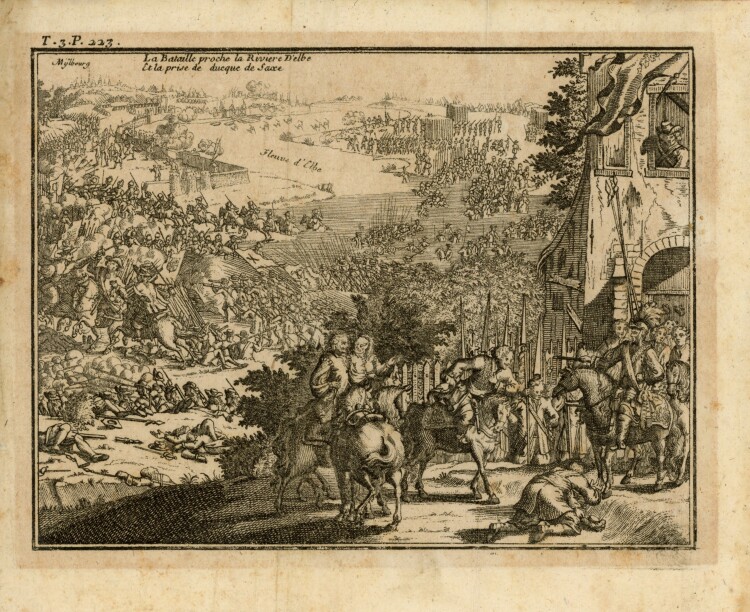 Jacobus Harrewijn - La Bataille proche la Riviere dElbe - o.J. - Kupferstich