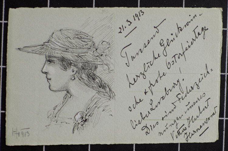 unleserlich signiert - Reiterbote, Frauenbildnis - 1919 -...