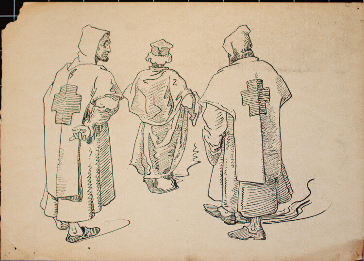 Józef Teofil Smoliński - Klerikale Gewandstudien - um 1900 - Tinte