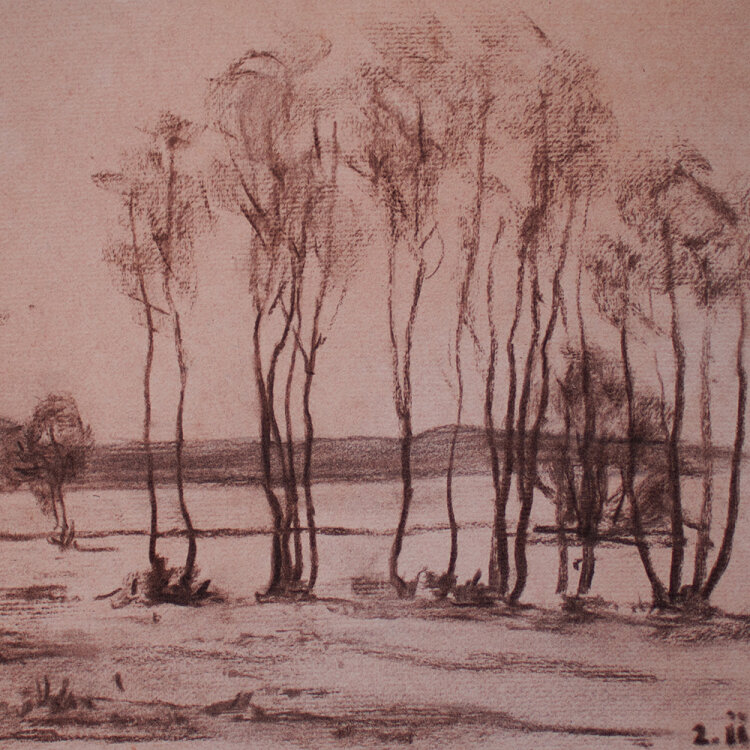 Józef Teofil Smoliński - Landschaft mit Bäumen - 1902 - Kohle