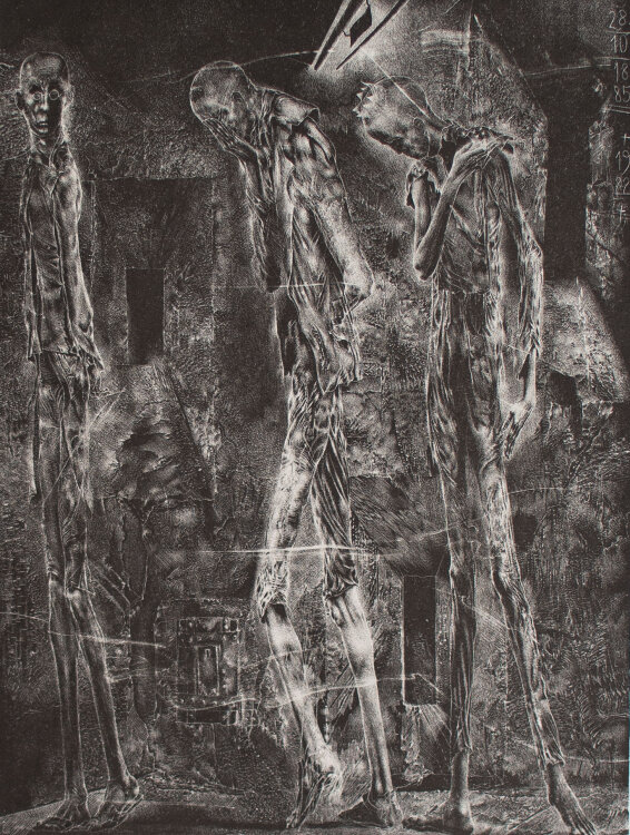 Rolf Münzner - Zu Walther Petri Welemir Chlebniko - 1985 - Schablithographie auf Bütten