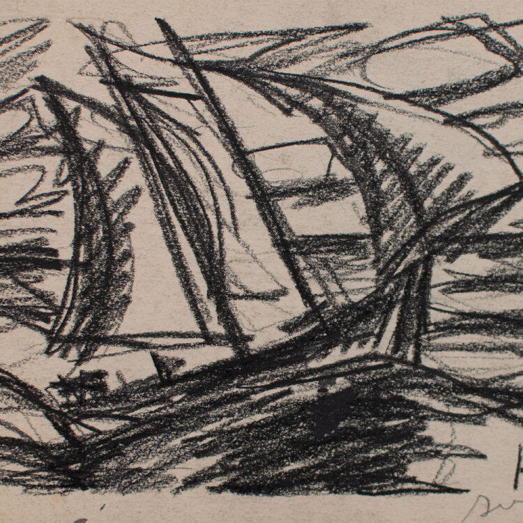 Clifford Holmead Philipps - Segelschiff auf hoher See - o.J. - Kohlestift auf festem Papier