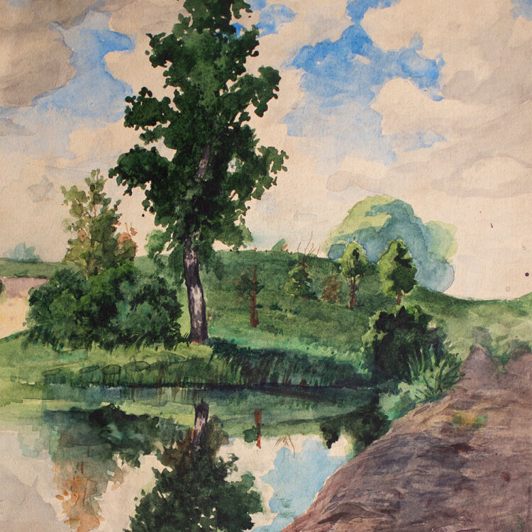 Józef Teofil Smoliński - Flusslandschaft\ Soldatenbildnis - 1894 - Aquarell, Bleistift