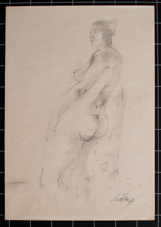 Bernt Wilke - Stehender Frauenakt - 1974 - Bleistift auf Papier