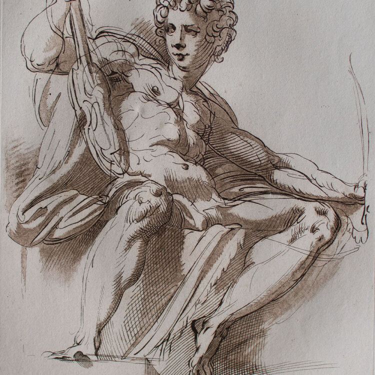Benigno Bossi - Jüngling mit Geige - 1773 - Radierung in Braun auf Büttenpapier