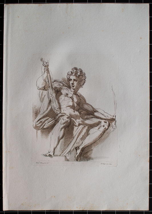Benigno Bossi - Jüngling mit Geige - 1773 - Radierung in Braun auf Büttenpapier