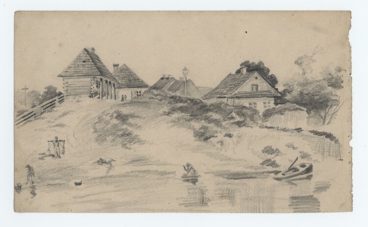 Józef Teofil Smoliński - Dorf am Wasser - um 1900...