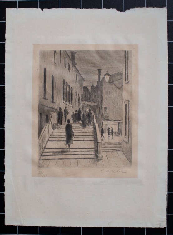 Ernst Oppler - Venedig, Kleine Brücke - o.J. - Radierung auf Büttenpapier