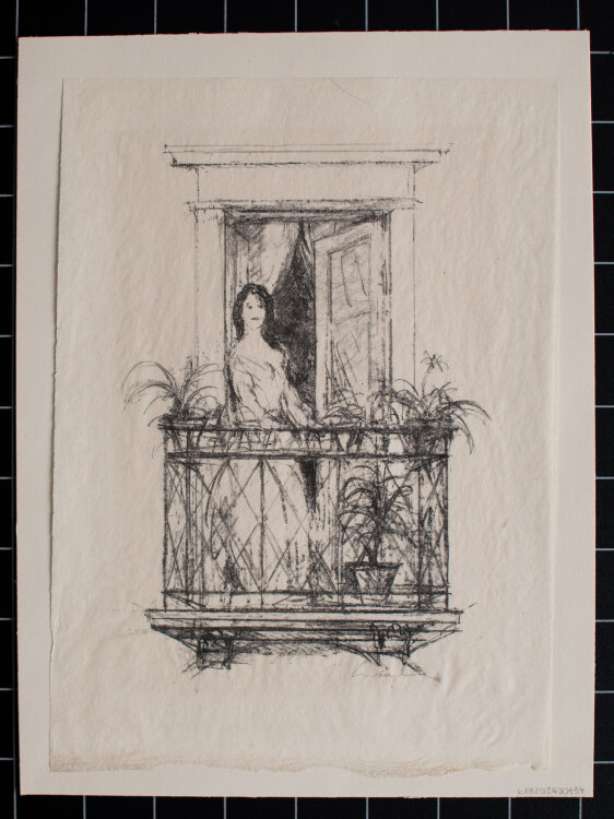 Hans Meid - Frau auf dem Balkon - o.J. - Lithografie