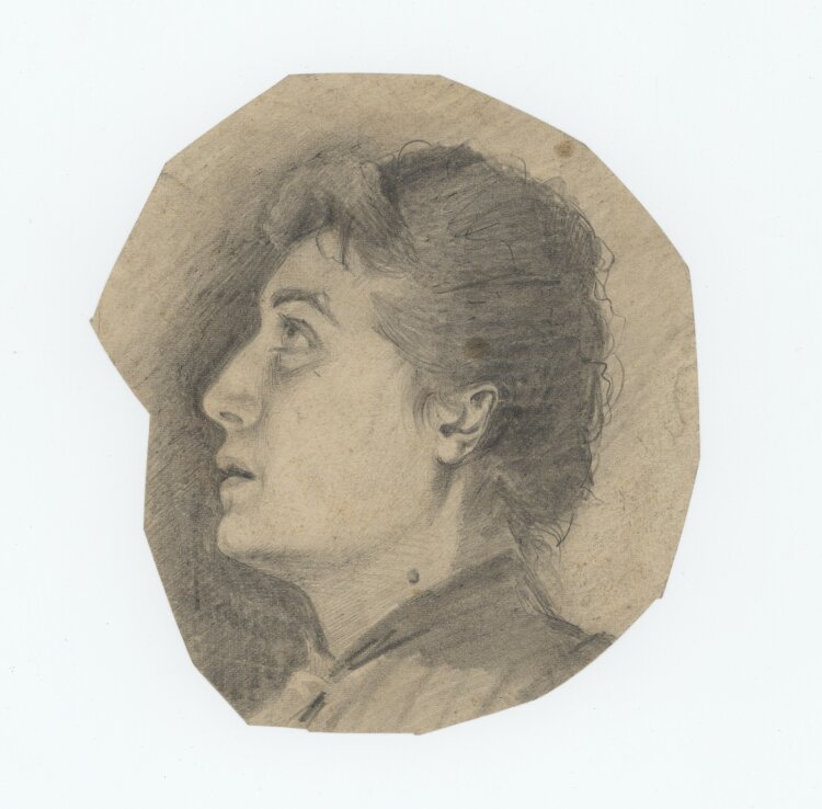 Józef Teofil Smoliński - Frauenporträt nach links - um 1900 - Bleistift