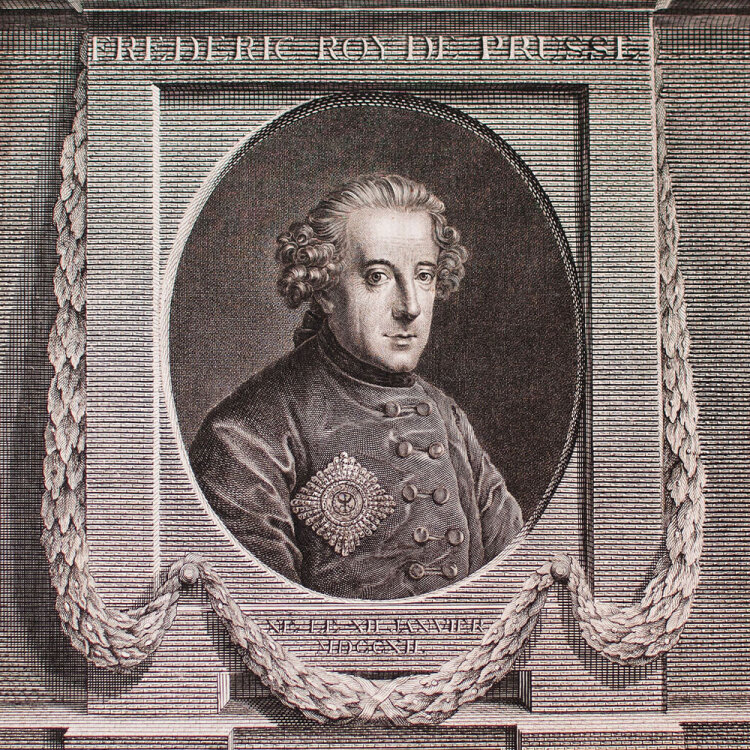 Egid Verhelst II - Porträt Friedrich der Große - 1770 - Kupferstich auf handgeschöpftem Büttenpapier