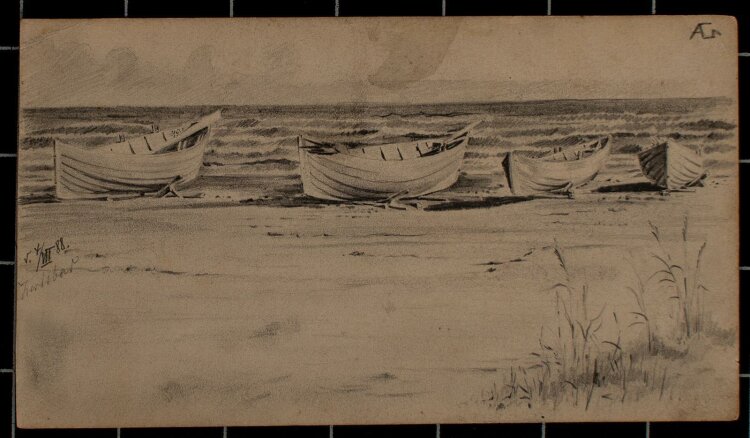 unbekannt - Boote am Strand - 1888 - Bleistift