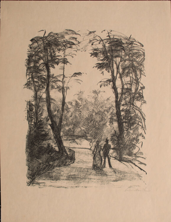 Hans Meid - Paar auf dem Waldweg - o.J. - Lithografie