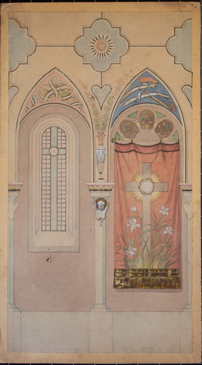 Józef Teofil Smoliński - Entwürfe für Kirchenfenster - 1899 - Aquarell, Bleistift, Tinte, Deckweiß