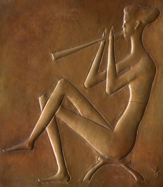 Unbekannt - Flötenspielerin - o.J. - Bronzerelief
