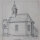 Uli Huber - Kirche in Gottersdorf - 1920 - Graphitstift auf getöntem geripptem Bütten mit Wasserzeichen