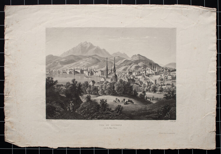 Friedrich Salathé - Vue de Lucerne vers le Mont...