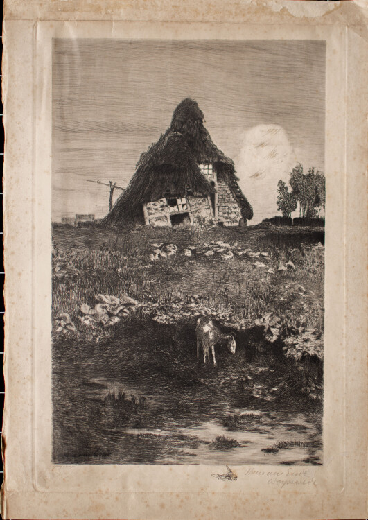 Hans am Ende - Bauernkate im Moor - o.J. - Radierung mit leichtem Plattenton auf weichem Bütten