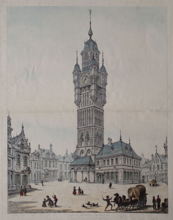 John Coney - Clock Tower Bergues - o.J. - kolorierte Lithografie