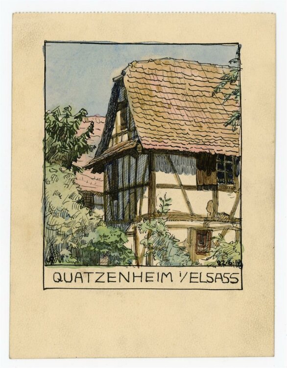 Uli Huber - Quatzenheim im Elsass - 1919 - Aquarell