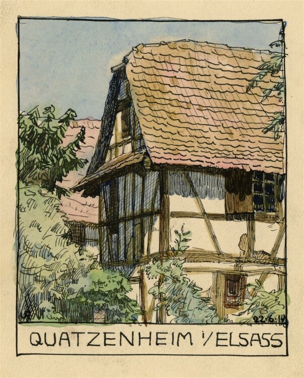 Uli Huber - Quatzenheim im Elsass - 1919 - Aquarell