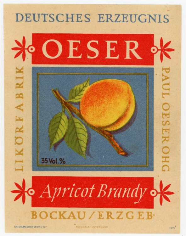 Uli Huber - Oeser Apricot Brandy, Reklameentwurf - o.J. - Offsetdruck