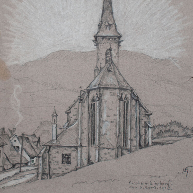 Uli Huber - Kirche in Rippberg - 1920 - Graphitstift,...