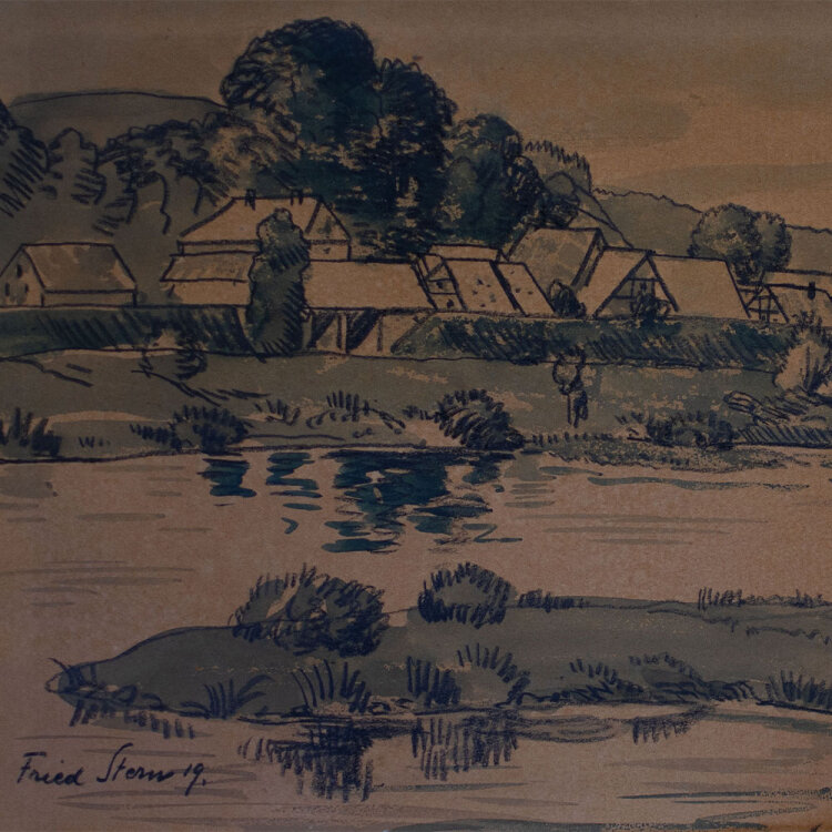 Fried Stern - Flusslandschaft - 1919 - Aquarell, Kohle