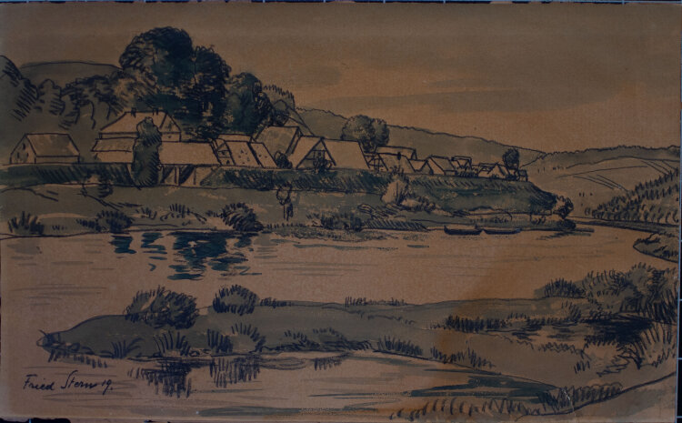 Fried Stern - Flusslandschaft - 1919 - Aquarell, Kohle