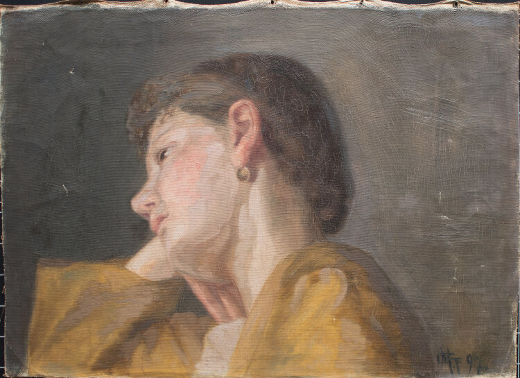 Lina Elisabeth Margarete Gerhardt - Porträit einer jungen Frau - 1897 - Öl auf Leinwand ohne Keilrahmen