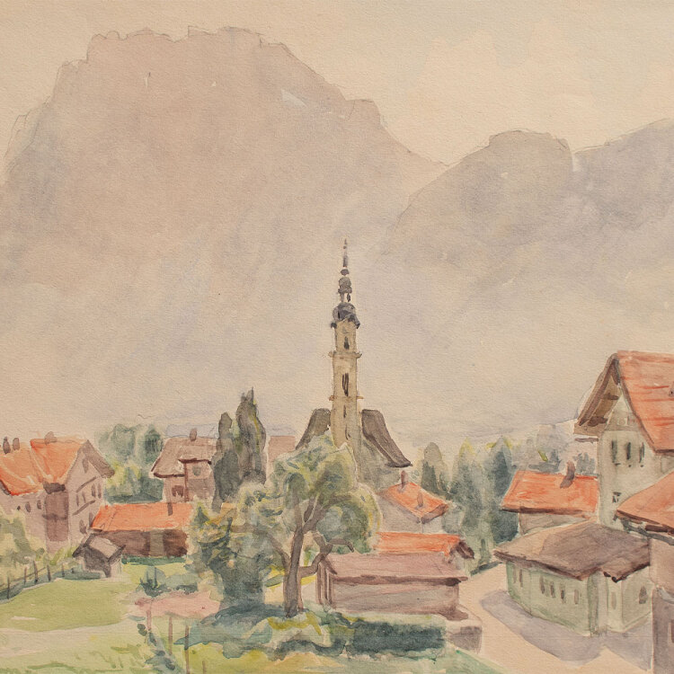 Lina Elisabeth Margarete Gerhardt - Kiefersfelden mit Naunspitze - 1937 - Aquarell