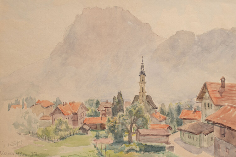 Lina Elisabeth Margarete Gerhardt - Kiefersfelden mit Naunspitze - 1937 - Aquarell