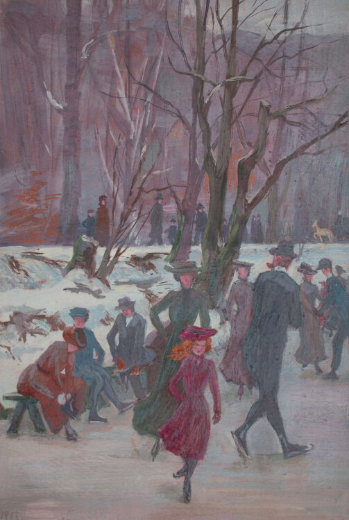 Lina Elisabeth Margarete Gerhardt - Schlittschuhfahrt auf dem Eis - 1903 - Öl