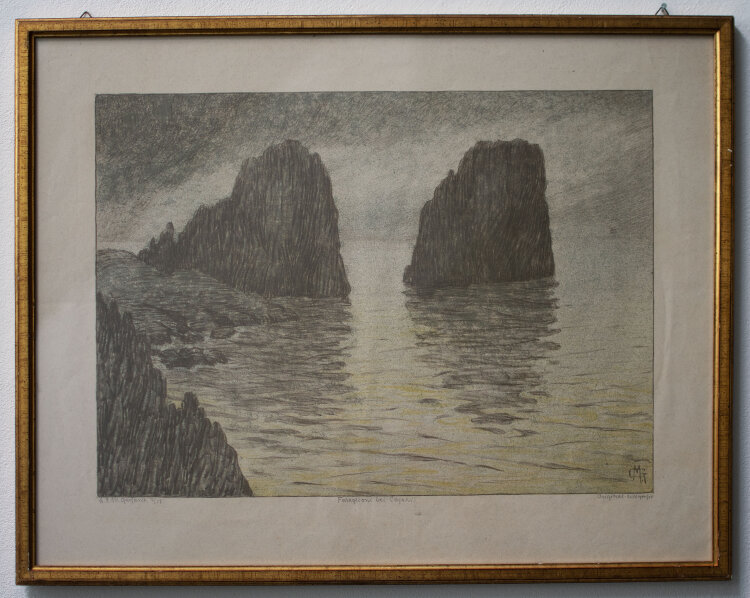 Lina Elisabeth Margarete Gerhardt - Faraglioni bei Capri - o.J. - Farblithografie auf getontem Papier