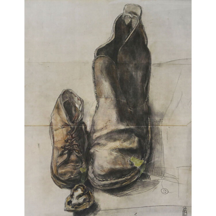 Horst Janssen - Stiefel, Ausstellungsplakat Artes-Galleri - 1980 - Offsetdruck