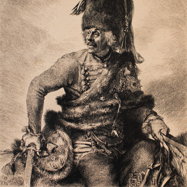 Adolph von Menzel - General Hans Joachim von Ziethen - 1850 - Holzschnitt