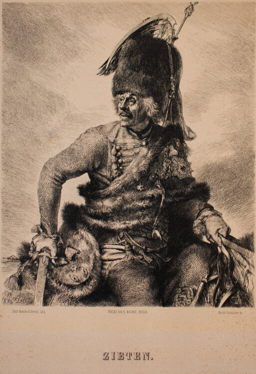 Adolph von Menzel - General Hans Joachim von Ziethen - 1850 - Holzschnitt