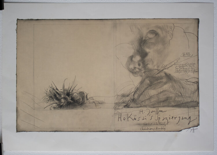 Horst Janssen - Hokusai’s Spaziergang - 1972 - Offsetdruck